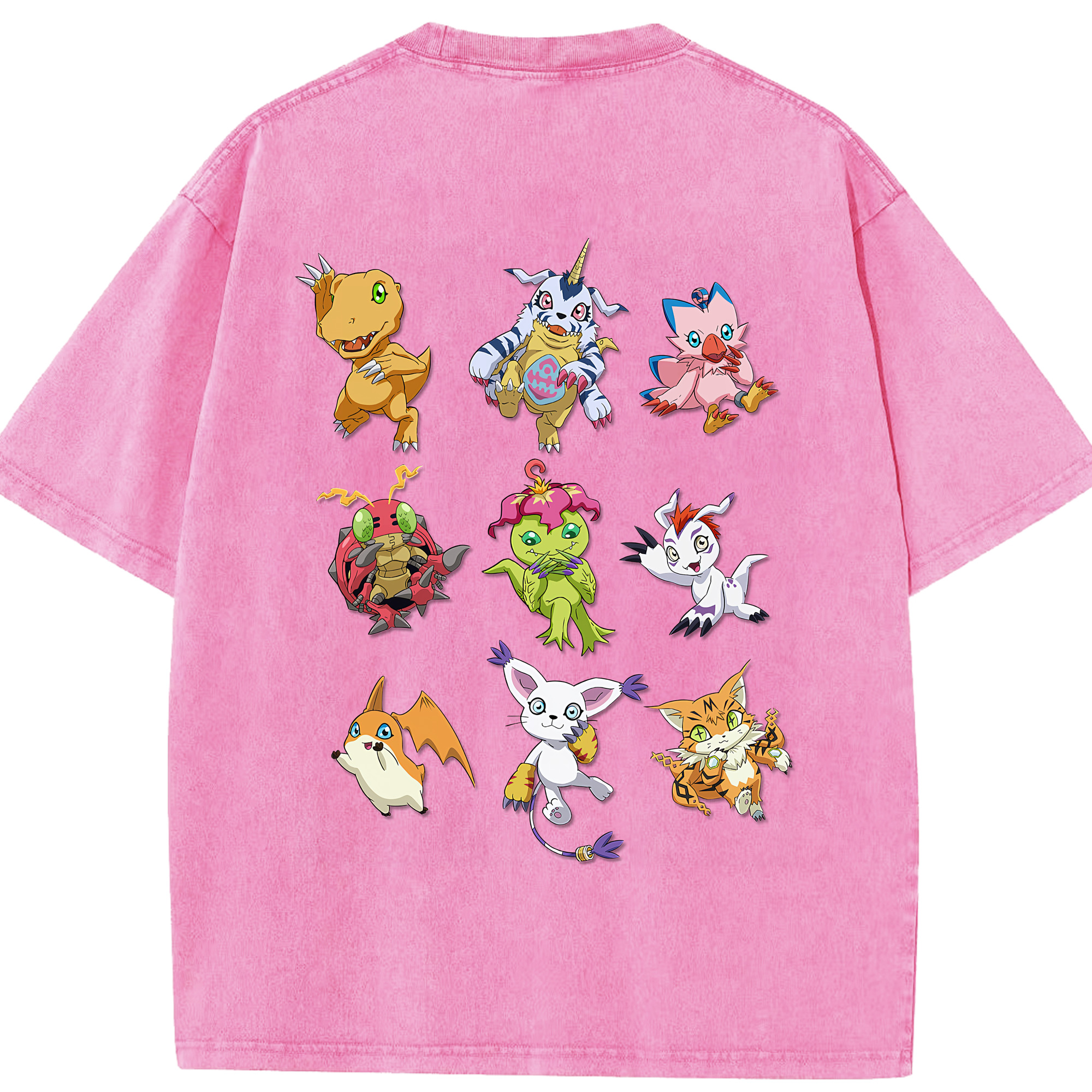（画像用） Digimon デジタルモンスター/デジモン 綿100% ヴィンテージ風 半袖Tシャツ（背面プリント）